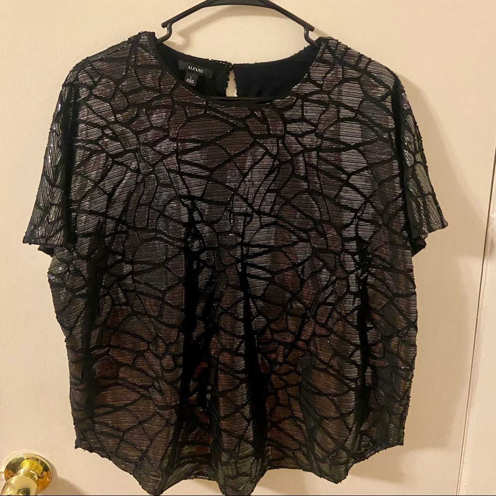 Black Metallic Blouse by Alfani